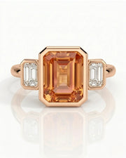 Natural Imperial Topaz setting-only design with diamond side stones -- SARATTI