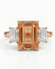 Natural Imperial Topaz setting-only design with diamond side stones | SARATTI