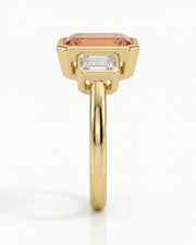 Natural Imperial Topaz setting-only design with diamond sides in yellow gold - SARATTI