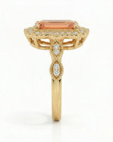 Natural Imperial Topaz setting-only design with lace diamond halo | SARATTI
