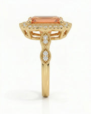 Natural Imperial Topaz setting-only design with lace diamond halo | SARATTI