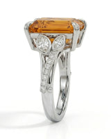 Natural Imperial Topaz setting-only design with marquise diamonds in 18K white gold | SARATTI
