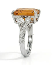 Natural Imperial Topaz setting-only design with marquise diamonds in 18K white gold | SARATTI