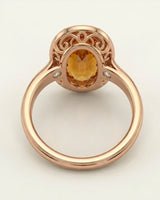 Natural Imperial Topaz setting-only design with oval cut halo in rose gold | SARATTI