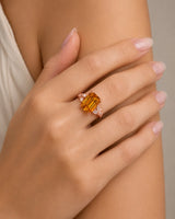 Natural Imperial Topaz setting-only design with pavé diamonds in 18K rose gold | SARATTI