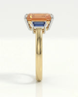 Natural Imperial Topaz setting-only design with sapphire sides in yellow gold | SARATTI