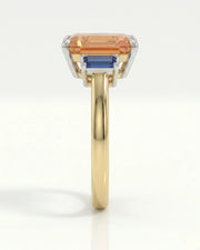 Natural Imperial Topaz setting-only design with sapphire sides in yellow gold | SARATTI