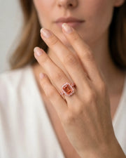 Natural Imperial Topaz setting-only design with scalloped diamond frame - SARATTI