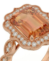 Natural Imperial Topaz setting-only design with scalloped diamond frame | SARATTI