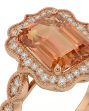 Natural Imperial Topaz setting-only design with scalloped diamond frame | SARATTI