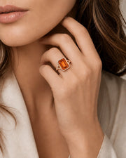 Natural Imperial Topaz setting-only design with smooth rose gold border | SARATTI
