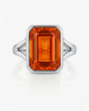Natural Imperial Topaz setting-only ring with clean 18K white gold bezel | SARATTI