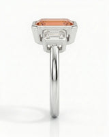 Natural Imperial Topaz setting-only ring with diamond sides in 18K white gold - SARATTI
