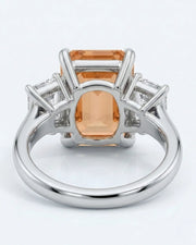 Natural Imperial Topaz setting-only ring with diamond sides in 18K white gold | SARATTI
