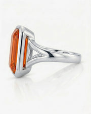 Natural Imperial Topaz setting-only ring with platinum bezel structure | SARATTI