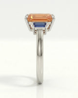 Natural Imperial Topaz setting-only ring with sapphire sides in 18K white gold | SARATTI