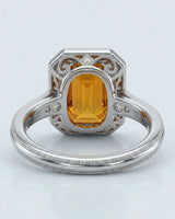 Natural Imperial Topaz setting with orange sapphires and diamonds in platinum | SARATTI