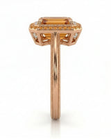 Natural Imperial Topaz setting with orange sapphires and diamonds rose gold -- SARATTI