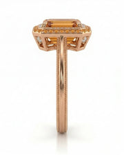 Natural Imperial Topaz setting with orange sapphires and diamonds rose gold -- SARATTI