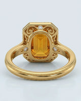Natural Imperial Topaz setting with orange sapphires and diamonds yellow gold --- SARATTI