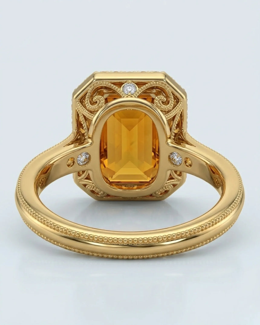 Natural Imperial Topaz setting with orange sapphires and diamonds yellow gold --- SARATTI