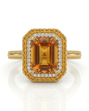 Natural Imperial Topaz setting with orange sapphires and diamonds yellow gold -- SARATTI
