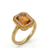 SOLARA CREST – Natural Imperial Topaz Double Halo Setting - Emerald
