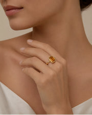 Natural Imperial Topaz setting with orange sapphires and diamonds yellow gold | SARATTI