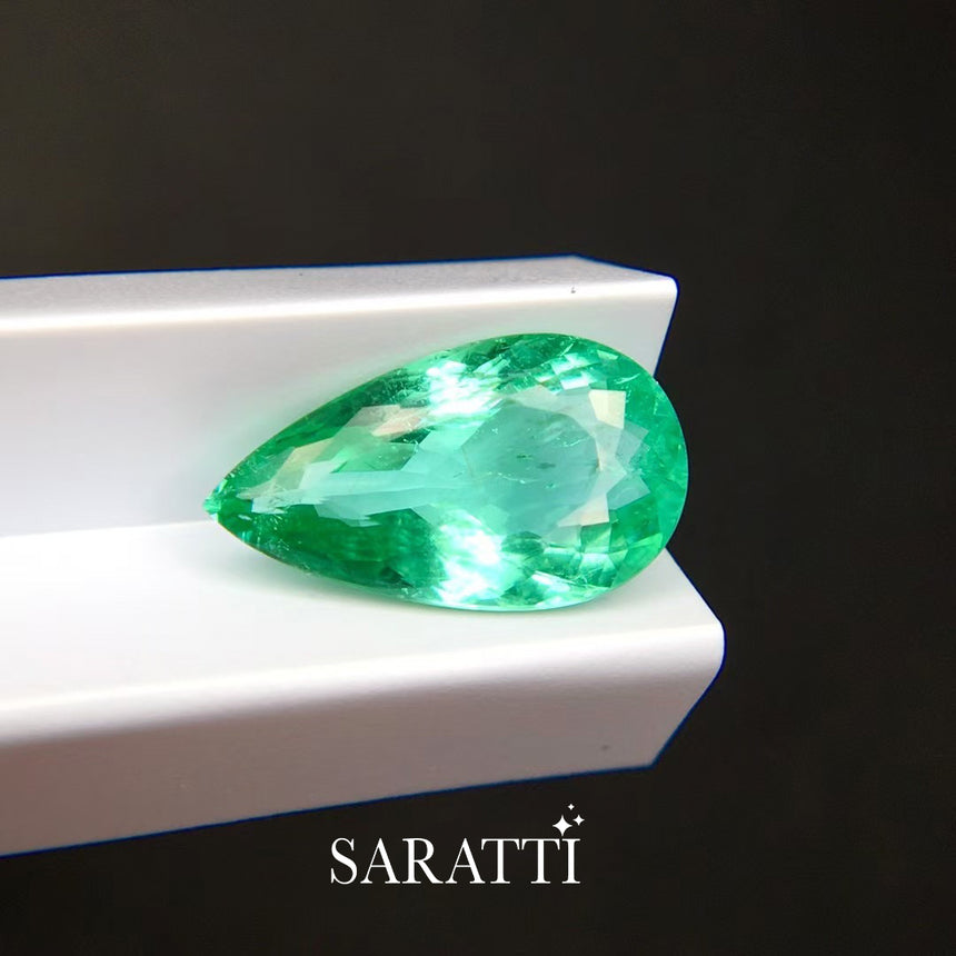 Natural Neon Bluish Green Tourmaline 3.88 Carat Pear