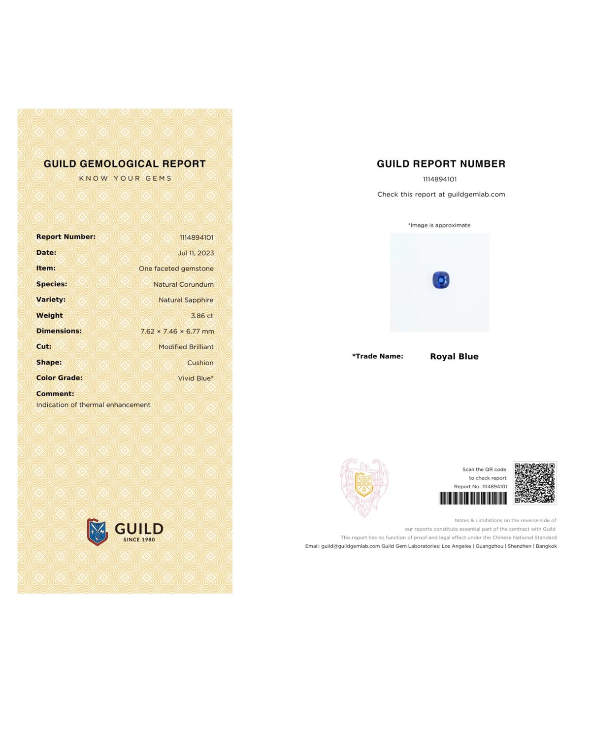 Natural Royal Blue Sapphire 7.62 × 7.46 × 6.77 mm alternate view | SARATTI