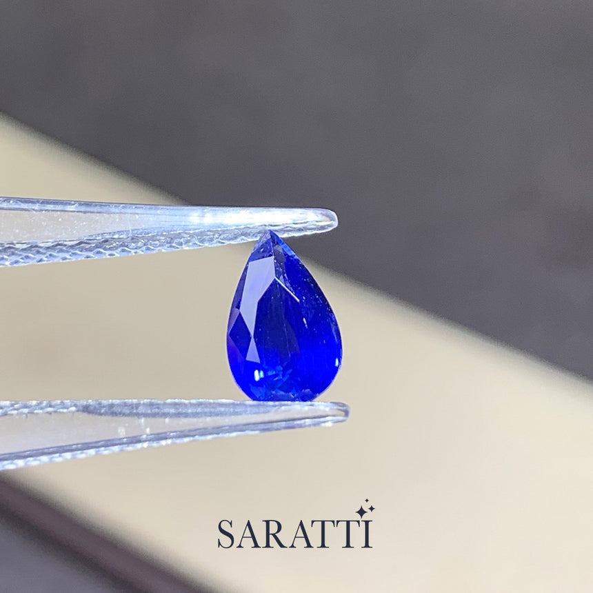 Natural Royal Blue sapphire pear brilliant cut loose gemstone | SARATTI  