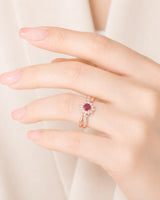Natural Ruby and Diamond Ring in 18K Rose Gold | SARATTI