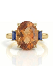 Natural Topaz three-stone setting-only design with open gallery in 18K gold | SARATTI