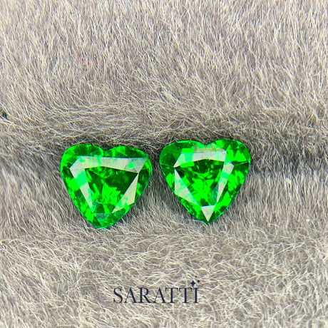 Natural Tsavorite Heart Cut Matched Pair for Earrings | SARATTI