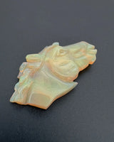 Natural White Opal horse-head carving with polished facial details | SARATTI