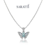 Natural aquamarine necklace with wing-inspired pendant design | SARATTI
