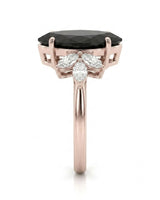 Natural black marquise diamond butterfly ring front view in 18K rose gold | SARATTI