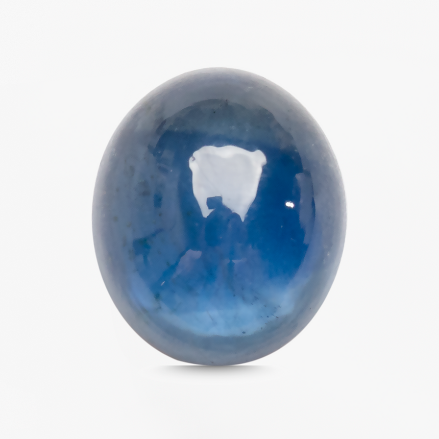 Natural blue sapphire cabochon showing deep midnight tones | SARATTI