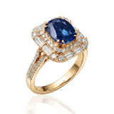Celestial Citadel – Vivid Blue Sapphire & Diamond Halo Convertible Ring