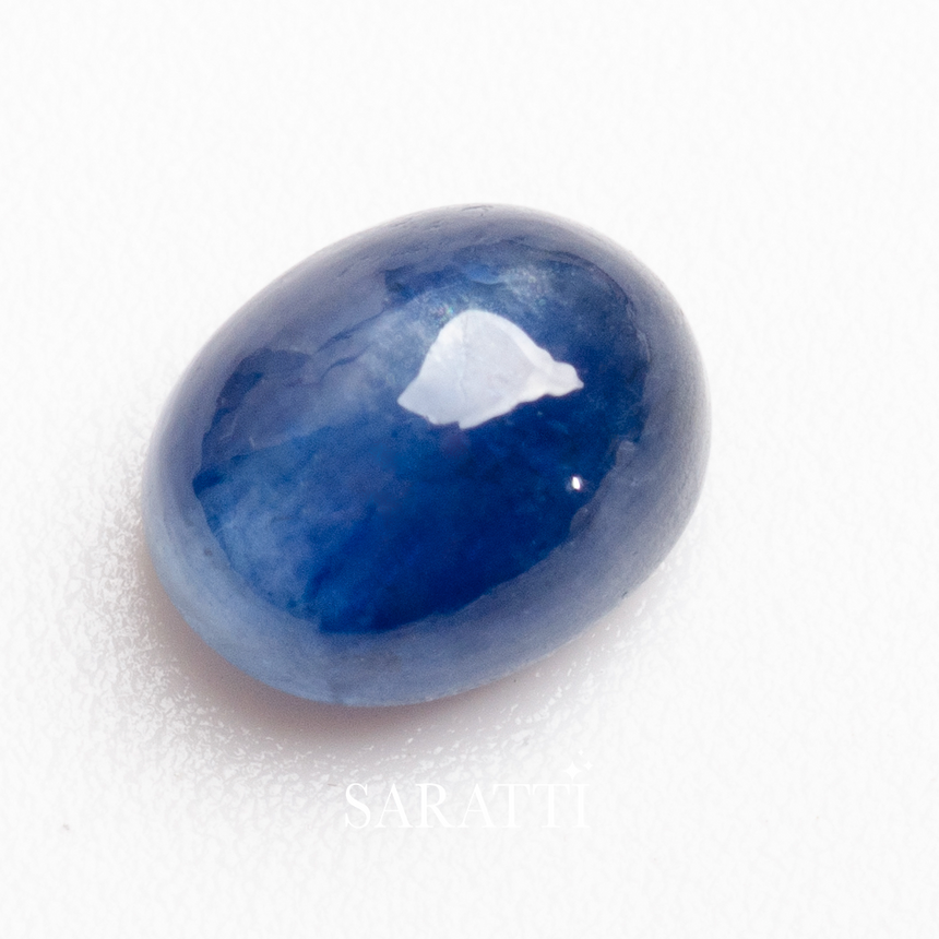 Natural blue sapphire oval cabochon 6x5mm certified gem | SARATTI