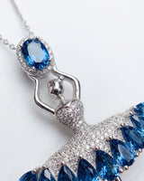 Natural blue topaz pendant necklace with artistic ballerina form | SARATTI