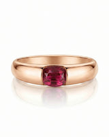 Natural cushion ruby ring with sleek diamond-free rose gold band | SARATTI