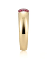 Natural cushion ruby ring with sleek diamond-free yellow gold band | SARATTI