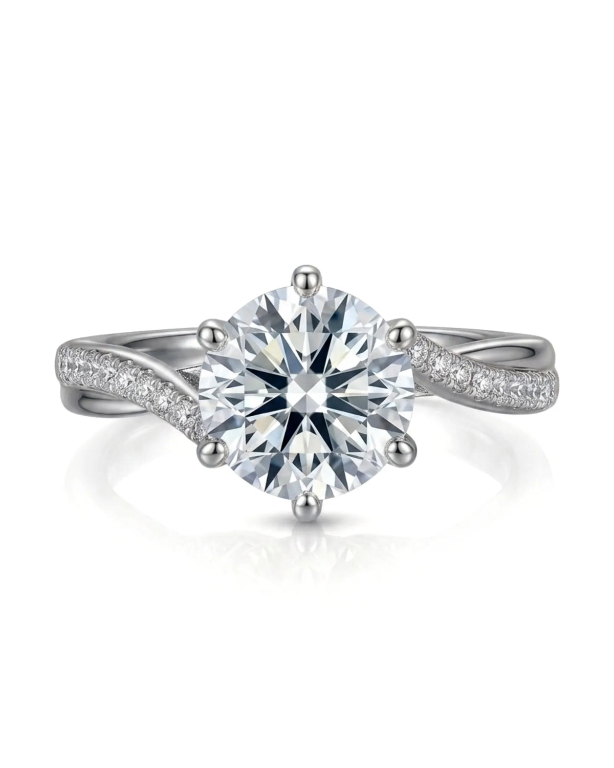 Natural diamond ring with round brilliant center stone and sculpted platinum split shank | SARATTI