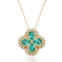 Trébol Verde Natural Emerald Pendant Necklace in 18K Gold