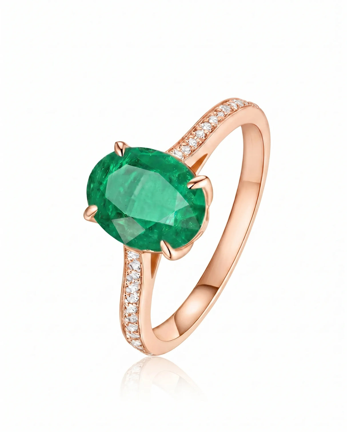 Natural emerald diamond band ring in 18K rose gold | SARATTI
