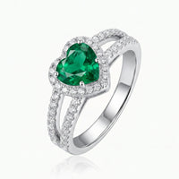 Corvara Natural Emerald Heart Halo Ring