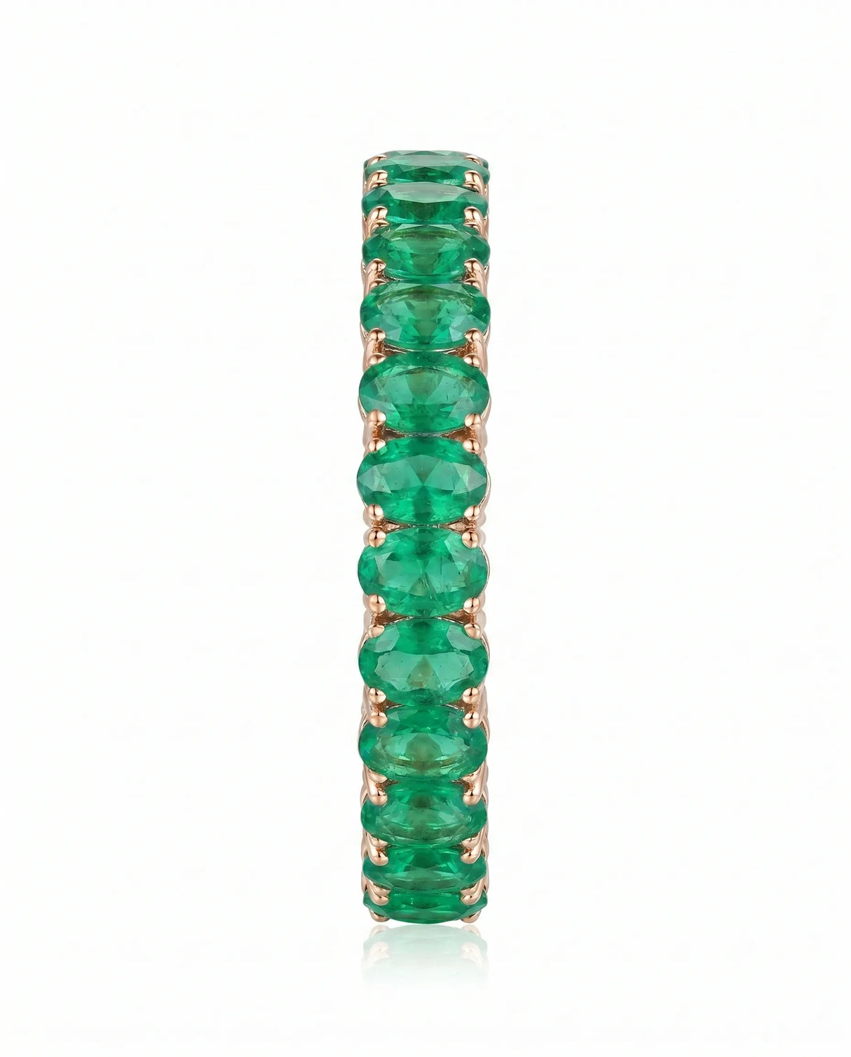 Natural emerald full band ring in 18K rose gold | SARATTI
