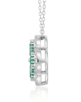 Natural emerald necklace 0.80ct clover pendant diamond halo emerald necklace platinum high jewelry piece | SARATTI