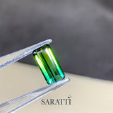  Natural green to teal blue bi-color tourmaline emerald cut 1.83ct | SARATTI
